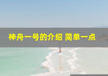 神舟一号的介绍 简单一点